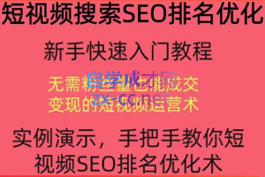 宋老师·短视频搜索SEO优化，价值990元