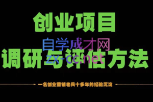 峰子轻·创业项目调研与评估方法，价值998元