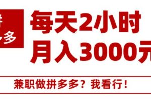 搜外网·拼多多兼职课程，每天2小时做拼多多月入3000元