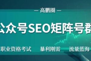 高鹏圈·公众号SEO矩阵号群，价值980元