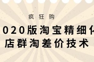 2020版大猫淘差价课程，淘宝精细化店群淘差价技术