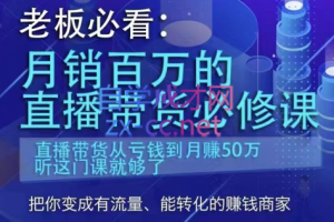 老板必看：月销百万的直播带货必修课，价值6999元