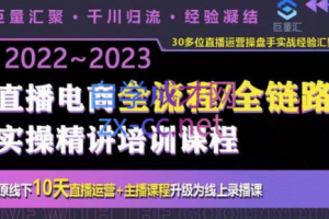 巨量汇·电商直播全流程+全链路运营实操+主播提升培训精讲系统课，价值980元