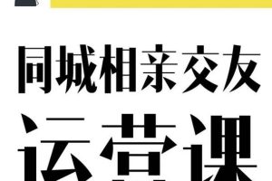 大头老哈·同城相亲交友运营跑配服务，价值4999元