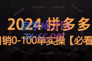 恒哥·2024拼多多日销0-100单实操