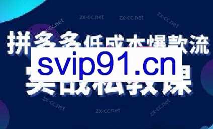 卡卡老师·拼多多低成本爆款流实战私教课