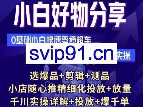 彬彬·小白好物分享实战课【小店随心推投放+千川实操】