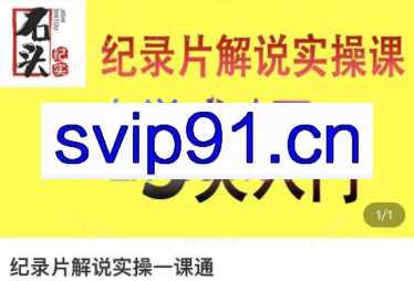 石头纪实纪录片解说实操课，3天入门，快速掌握纪录片解说视频制作