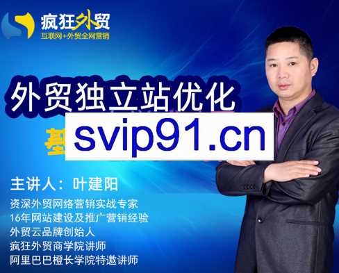 叶建阳老师·外贸独立站优化基础与进阶，价值299元