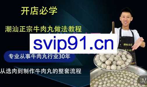 潮汕牛肉丸做法教程，商业版，价值1888元