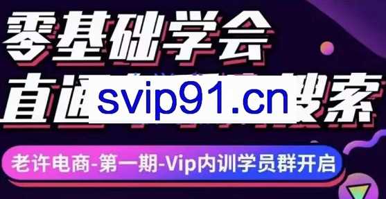 老许电商·淘系搜索-非搜-直通车-选品-测款-教学答疑，价值3499元
