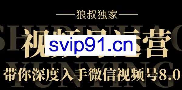 狼叔·视频号8.0运营实战课【无水印】