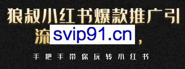 狼叔小红书爆款推广引流训练课5.0