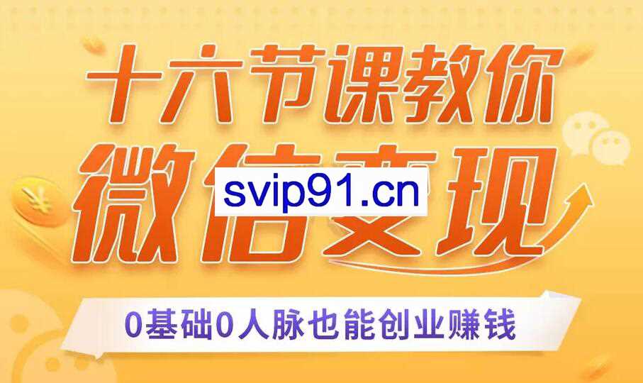 十六节课教你微信变现 0基础0人脉也能创业赚钱