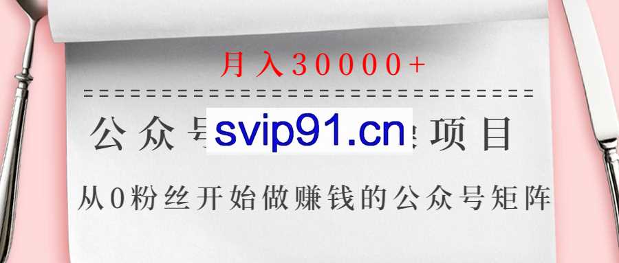 从0粉丝开始做赚钱的公众号矩阵,微信公众号矩阵实操项目