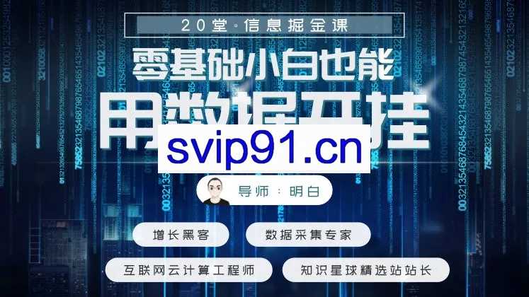 《21堂信息掘金课，零基础小白也能用数据开挂》（完结）