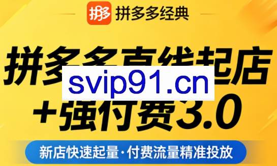 泓一老师·拼多多直线起店+强付费3.0（更新4月）